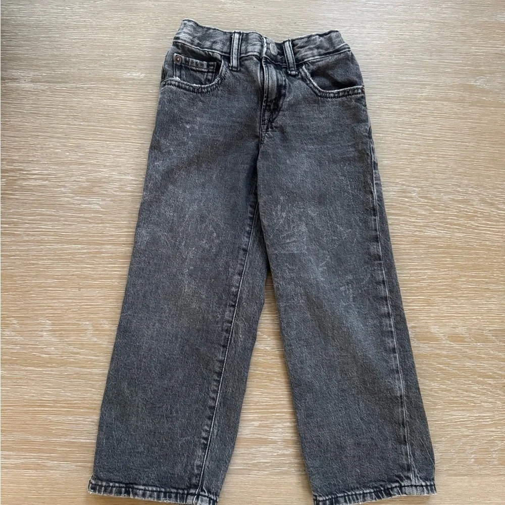 Baby Gap boys washed black 90s loose style wide leg denim jeans pants size 5